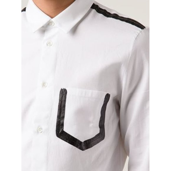 MAISON MARTIN MARGIELA Paris PAINTED POCKET White Detail DRESS SHIRT Italy 48 - Picture 2 of 5